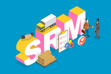 3D Isometric Flat Vector Illustration of SRM, Supplier Relationship Management
