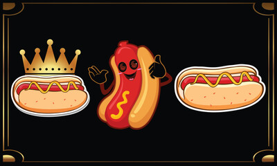 Hot Dog Elements And Vector