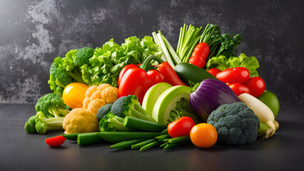 Mix of fresh veggies on black background