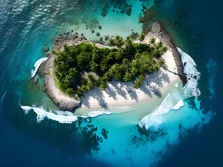 tropical island from above