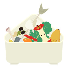 生ごみが入った三角コーナーのイラスト