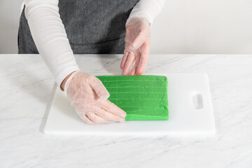 Green fudge with red hearts