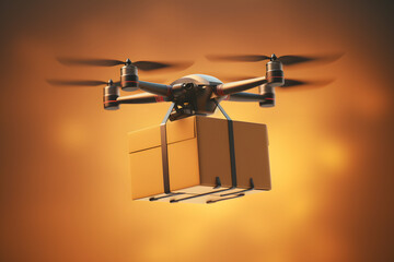 drone carrying a package, delivery drone, drone