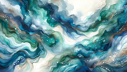 Obraz premium Abstract alcohol ink watercolor background. Hand drawn marbling illustration. Ink marble texture.