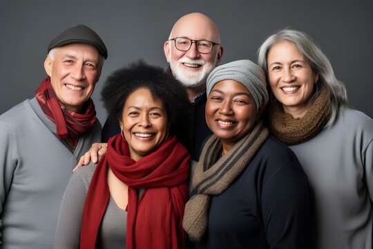 senior diversity people together. bright and healthy life concept in old age. generative AI