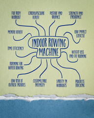 health and fitness benefits of indoor rowing machine workout - infographics or mind sketch on art paper © MarekPhotoDesign.com