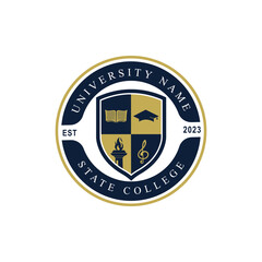 Naklejka premium University college school badge logo design vector image. Education badge logo design. University high school emblem