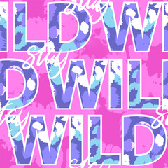 Seamless pattern with leopard words.Animal print. Creative texture for fabric, wrapping, textile, wallpaper, apparel. Vector illustration background © artlavi_design