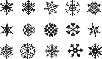 Assorted set of snowflake icons - obrazy, fototapety, plakaty