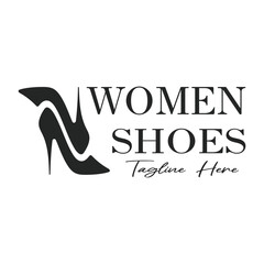 Logo for women's high heel shoes that is elegant and luxurious and feminine. Logo for business, women's shoe shop, fashion, shoe company, beauty.