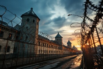 Old prison. Background with selective focus and copy space
