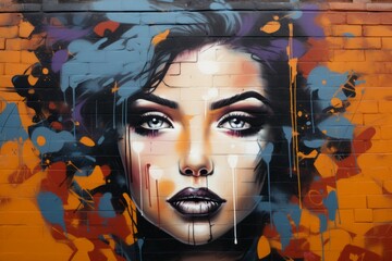 Graffiti in a bad area of the city. Background with selective focus and copy space
