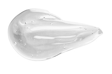 Sample of gel cleanser isolated on white, top view. Cosmetic product