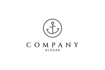 Anchor logo design in simple circle frame