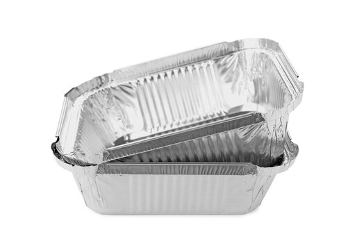 Two aluminum foil containers isolated on white