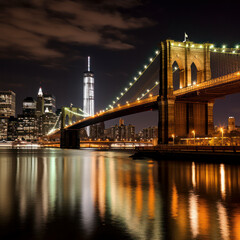 Fototapeta premium new york brooklyn bridge night.