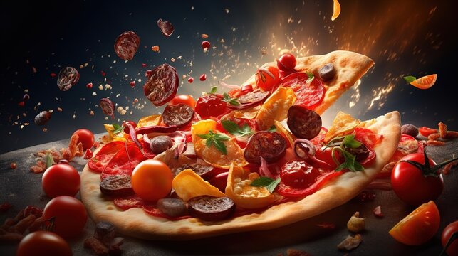 Closeup of freshly baked pepperoni pizza