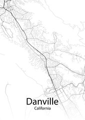 Danville California minimalist map - obrazy, fototapety, plakaty
