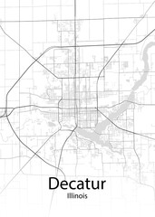 Fototapeta na wymiar Decatur Illinois minimalist map