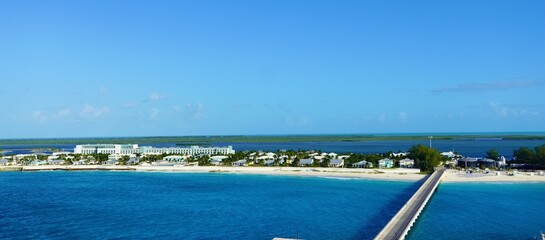  Shoreline   of North Bimini, Bahamas showing white sand beach and Casino Resort