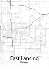 East Lansing Michigan minimalist map