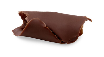 One tasty chocolate curl isolated on white