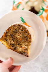 Carrot bundt cake with cream cheese frosting