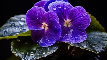 Purple Iris flowers with water drops