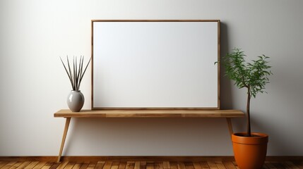 empty room with white blank frames