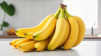 bunch of bananas on the table on white background 