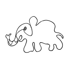 elephant simple vector sketch single one line art, continuous 
