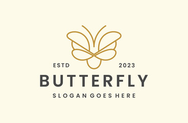Butterfly logo vector icon illustration hipster vintage retro