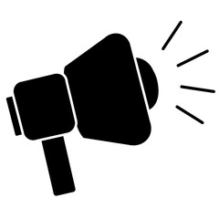 Minimalist Megaphone icon. Sound amplifier symbolizing expanded communication.