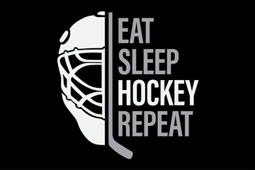 Eat Sleep Hockey Repeat Funny T-Shirt Design