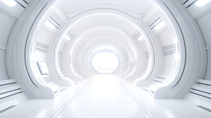 Space Station Control Center: HD Photography Photo Background Image and Wallpaper,Immersive Futuristic Space Environment,3d render of a tunnel,AI Generative 