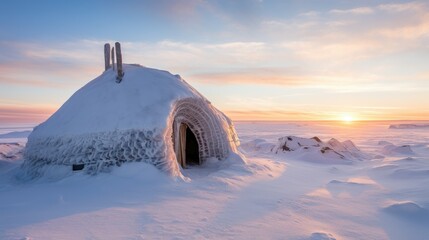 Inuit House Igloo Photography in Winter Landscape Photography - Powered by Adobe