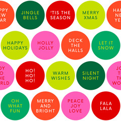 Colorful circle pattern with words design for christmas and new year background.