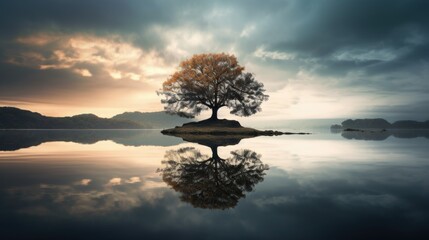 Tree Photography in the Middle of a Lake