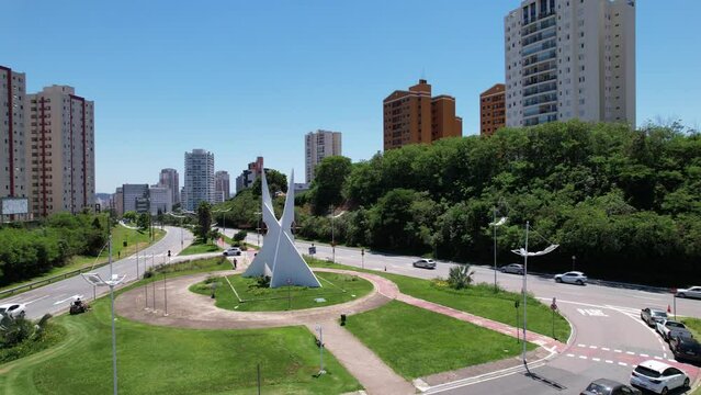 Capela da Luz in the city of Jundiai in Sao Paulo, Brazil. Aerial view.