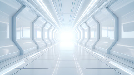 An Elegant Spaceship Interior Showing Electronic Controls Background,3D Illustration of a Large White Screen in a Futuristic Flying Saucer Cockpit,AI Generative 