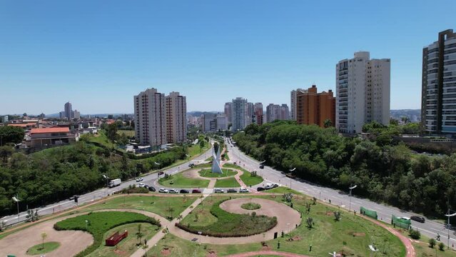 Capela da Luz in the city of Jundiai in Sao Paulo, Brazil. Aerial view.