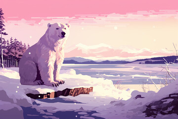a bear
winter landscape illustration - obrazy, fototapety, plakaty