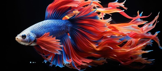 Fototapeta premium The hobbyist enjoys keeping freshwater fish in an aquarium particularly the striking Betta fish as it allows them to connect with nature and indulge in their hobby