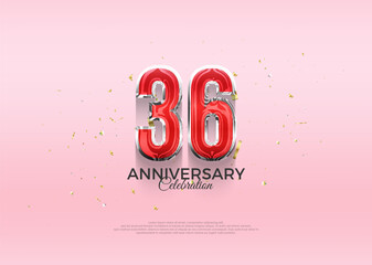 36th anniversary celebration, vector 3d design with luxury and shiny gold. Premium vector background for greeting and celebration.