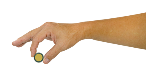 male hand holding coin,saving money of business concept,isolated