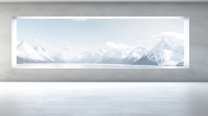 Elegant Interior Design with Realistic Window Mockups,mountain view 
