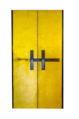 Golden wooden door isolated