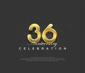 Fototapeta na wymiar Luxurious design with shiny gold numerals, premium design for 36th anniversary celebrations. Premium vector background for greeting and celebration.