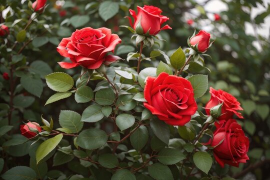 red roses in garden photo