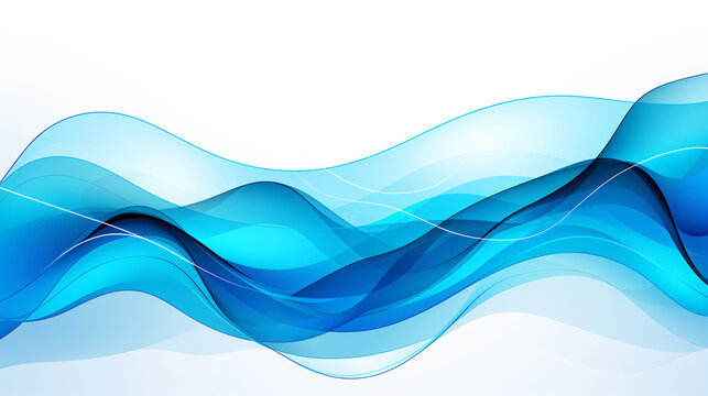 Abstract blue wave illustration on white background. 